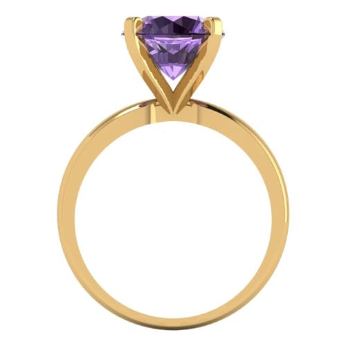 Clara Pucci 3.0 ct Round Cut Solitaire VVS1 Alexandrite Wedding Bridal Designer Anniversary Engagement Ring in 14k Yellow Gold Size 9