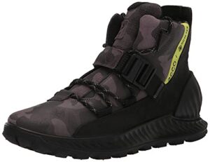 ecco men's exostrike gore-tex waterproof buckle hiking boot, titanium/black, 6-6.5