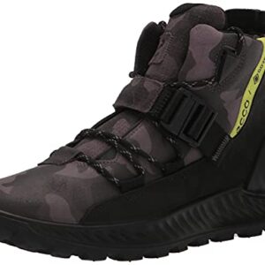 ECCO Men's Exostrike Gore-TEX Waterproof Buckle Hiking Boot, Titanium/Black, 6-6.5