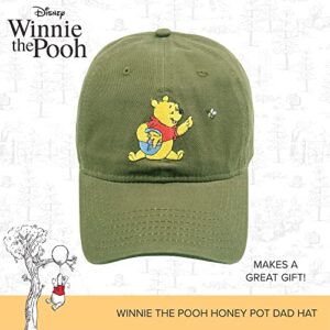 Disney Winnie The Pooh Dad Hat, Cotton Adjustable Adult Baseball Cap with Curved Brim, Olive, One Size