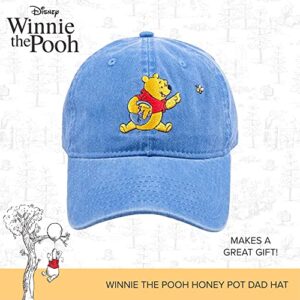 Disney Winnie The Pooh Dad Hat, Cotton Adjustable Adult Baseball Cap with Curved Brim, Blue, One Size