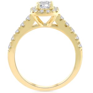 1 1/4Ct Diamond Cushion Halo Engagement Wedding Ring Set 10k Yellow Gold - Size 4