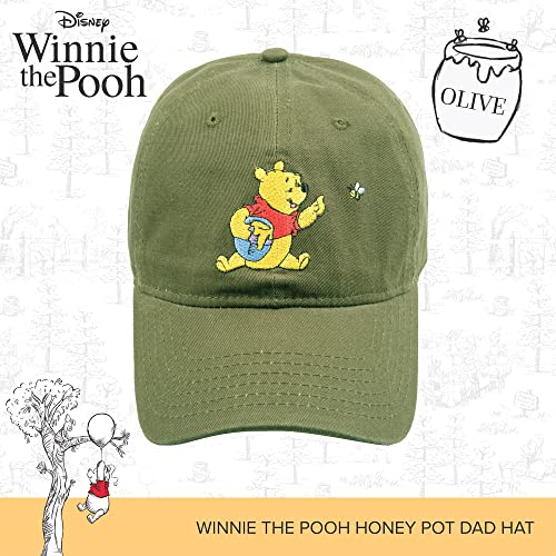 Disney Winnie The Pooh Dad Hat, Cotton Adjustable Adult Baseball Cap with Curved Brim, Olive, One Size