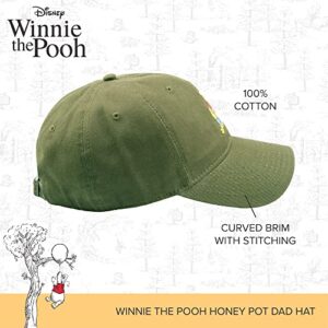 Disney Winnie The Pooh Dad Hat, Cotton Adjustable Adult Baseball Cap with Curved Brim, Olive, One Size