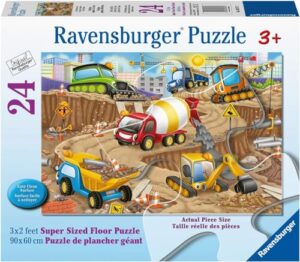 ravensburger construction fun 24 piece floor jigsaw puzzle for kids - 03077 - every piece is unique, pieces fit together perfectly