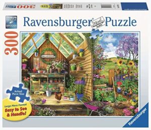 ravensburger gardener's getaway large format jigsaw puzzle - 300 pieces | designed for adults | every piece is unique | softclick technology relaxing gardening theme