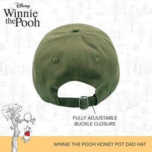 Disney Winnie The Pooh Dad Hat, Cotton Adjustable Adult Baseball Cap with Curved Brim, Olive, One Size