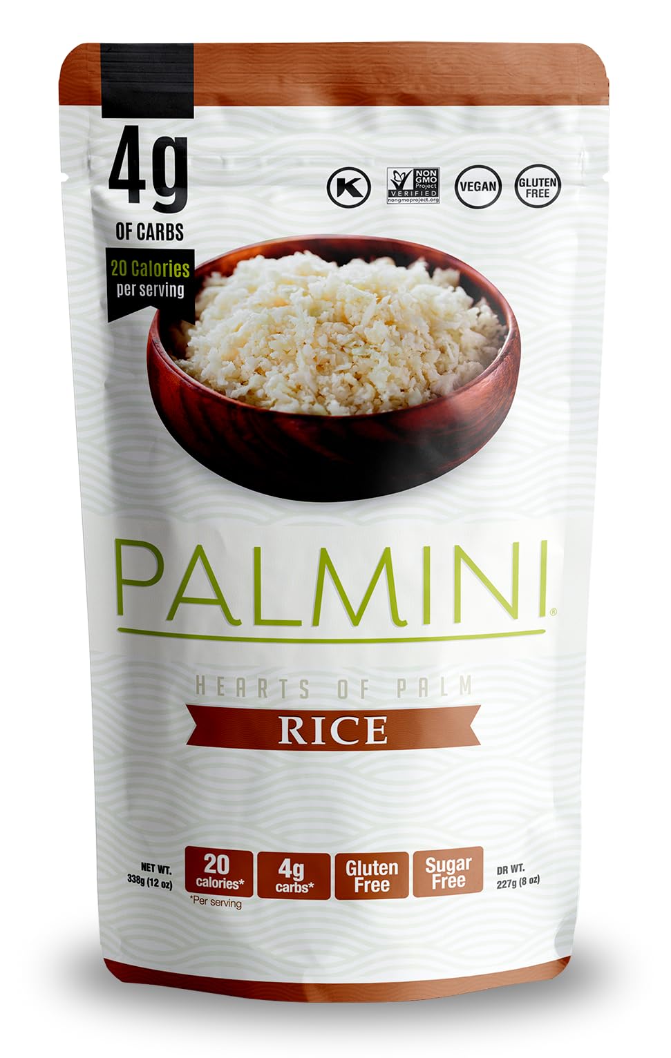 Palmini Rice | Low-Carb, Low-Calorie Hearts of Palm Rice | Keto, Gluten Free, Vegan, and Non-GMO | As seen on Shark Tank | (12 Ounce Pouch - Pack of 1)