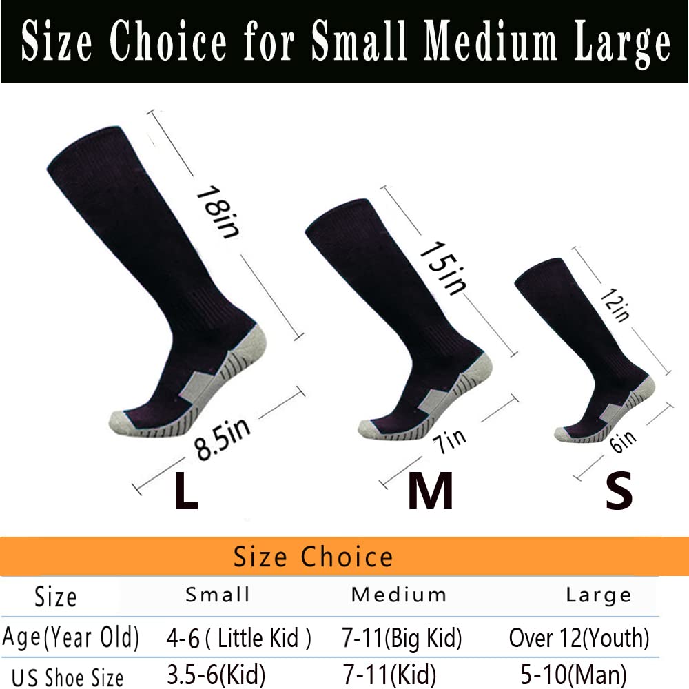 LingTu Soccer Socks 3 Pairs Team-Sport Knee High Breathable Football Socks for Men Youth Kids Boys