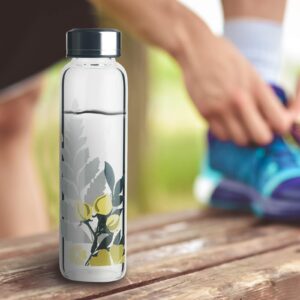 Reeho Borosilicate Glass Water Bottle, Sports Glass Drinking Bottle with Neoprene Sleeve and Stainless Steel Lid 16oz / 32oz