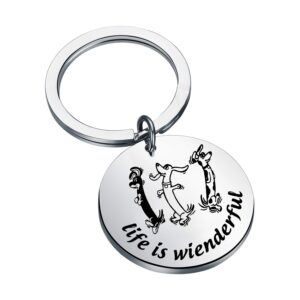 AKTAP Dachshund Keychain Dog Owner Jewelry Wiener Dog Mom Dad Gift Life Is Wienderful Key Ring