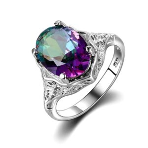 Sterling Silver 925 Ring (Purple, 8)