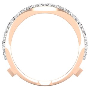 Dazzlingrock Collection 1.75 Carat (ctw) Round Lab Grown Diamond Ladies Wedding Enhancer Guard Double Ring, 10K Rose Gold, Size 6.5