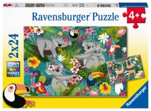 ravensburger koalas and sloths 2 x 24 piece jigsaw puzzle set for kids - 05183 - every piece is unique, pieces fit together perfectly