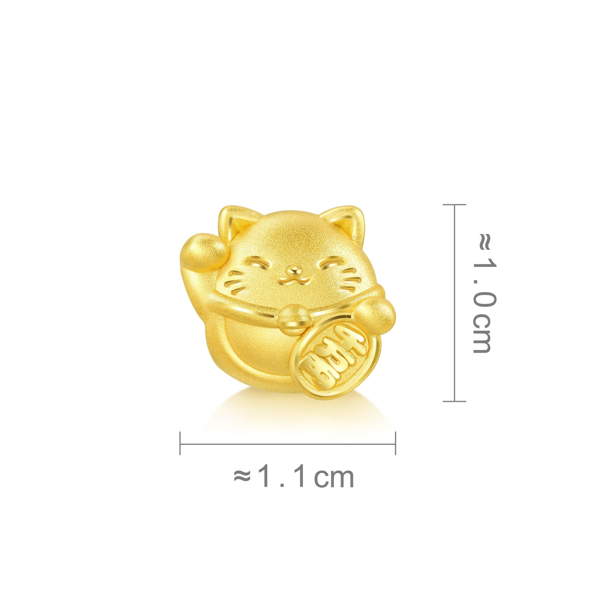 CHOW SANG SANG 999 24K Solid Gold Maneki Neko Lucky Cat Mini Charm Bracelet for Women 92307C