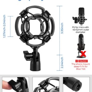 BILIONE Upgraded Desktop Microphone Stand, Adjustable Mic Stand Desk with Pop Filter, Shock Mount, Microphone Clip, 5/8" to 3/8" Metal Screw Adapter