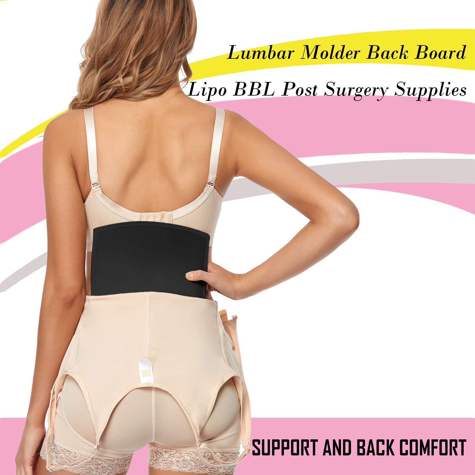 Lipo Foam Back Board Post Surgery Liposuction Surgery Board Lipo Backboard Lipo Back Compression Board Liposuction & BBL Tabla Moldeadora de Espalda Post Cirugia, Black