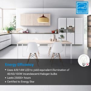 DEWENWILS LED 3 Way Light Bulbs, 40/60/100W Equivalent Three Way A19 LED Light Bulbs, E26 Medium Base 2700K Warm White Glow, 500/1000/1600LM Bright Light Bulbs, Non-dimmable, ETL Listed, 4-Pack