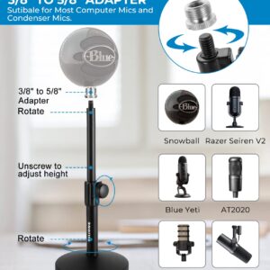 BILIONE Upgraded Desktop Microphone Stand, Adjustable Mic Stand Desk with Pop Filter, Shock Mount, Microphone Clip, 5/8" to 3/8" Metal Screw Adapter