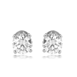 DovEggs 10K White Gold Post 3ct 7.5mm G-H-I Color Cut Moissanite Stud Earring Push Back 14K Gold QUALITY Silver Earrings for Women