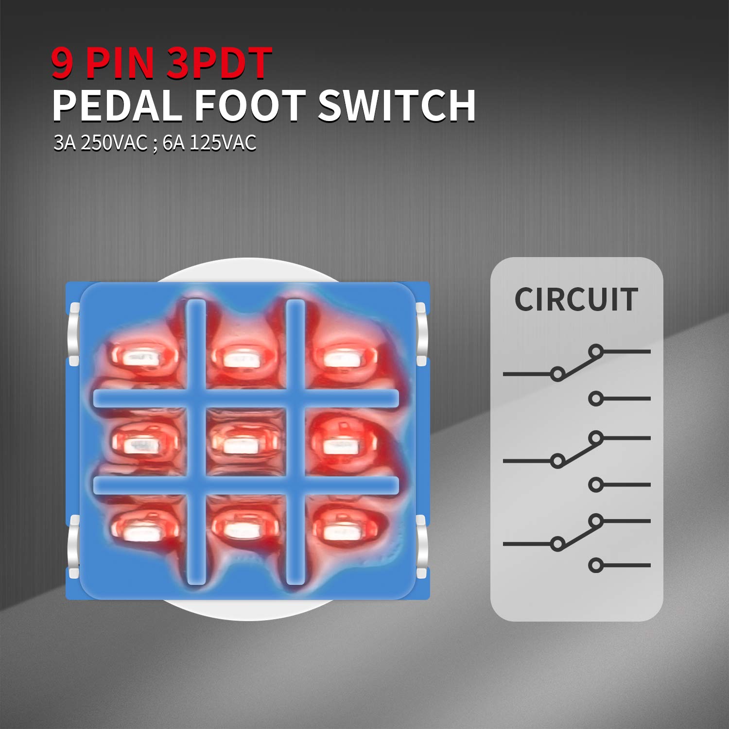 DaierTek 14pcs Guitar Effect Pedal 3PDT Footswitch 9 Pin Latching Stomp Push Button Foot Switch True Bypass Solder Lugs