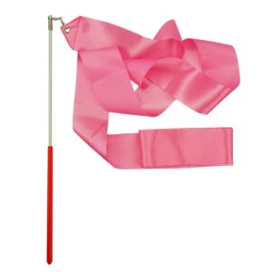 grenerics pink rhythmic gymnastics ribbon wands praise dancing streamers for kids baton twirling talent shows artistic dancing, 2 pack by baryuefull