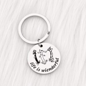 AKTAP Dachshund Keychain Dog Owner Jewelry Wiener Dog Mom Dad Gift Life Is Wienderful Key Ring