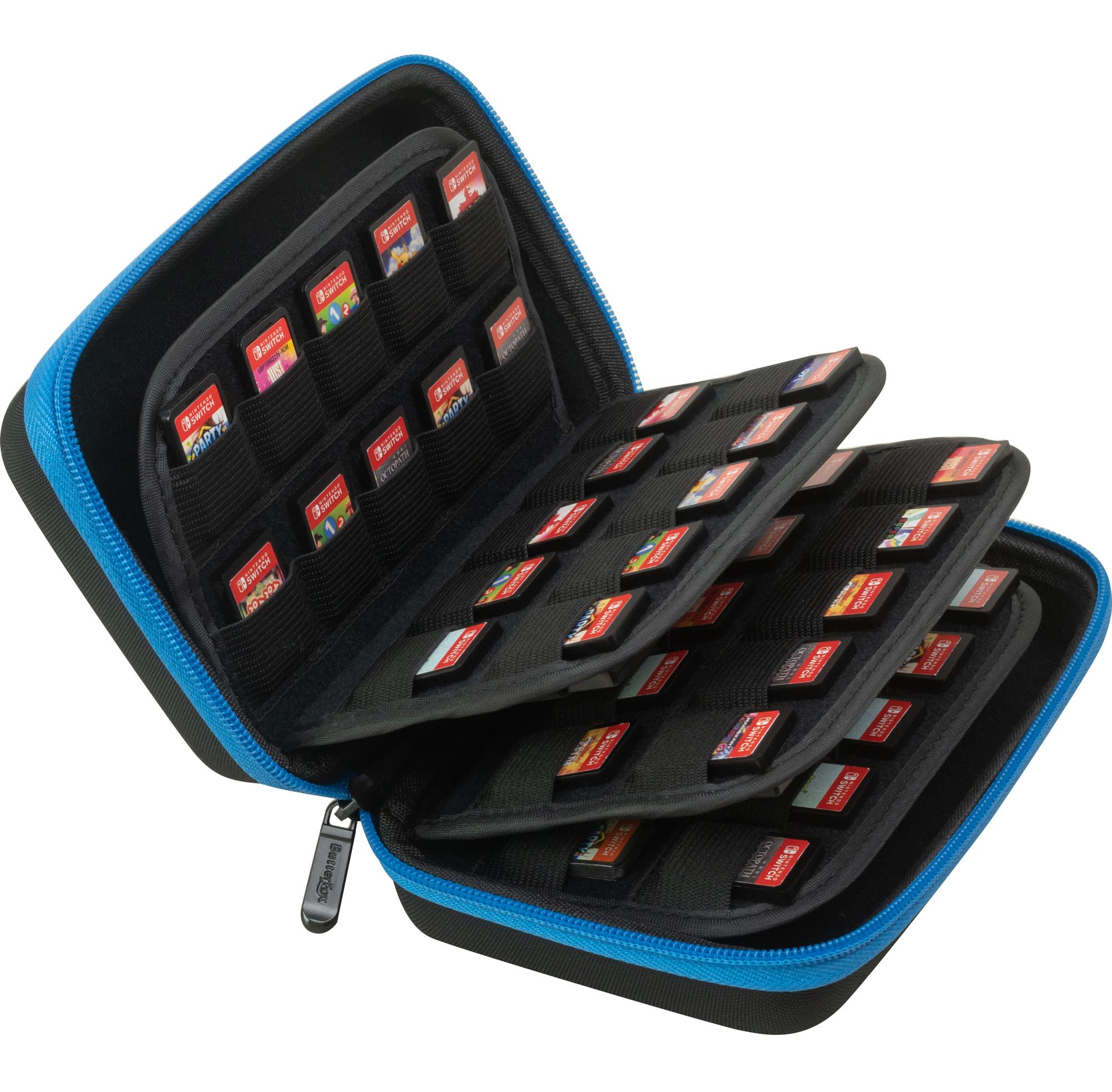 ButterFox 45+12 Switch Game Case for Nintendo Switch (45 physical+12Micro SD digial slots), Switch Game Card Storage Holder or SD Memory Card Case (45 Blue/Black)