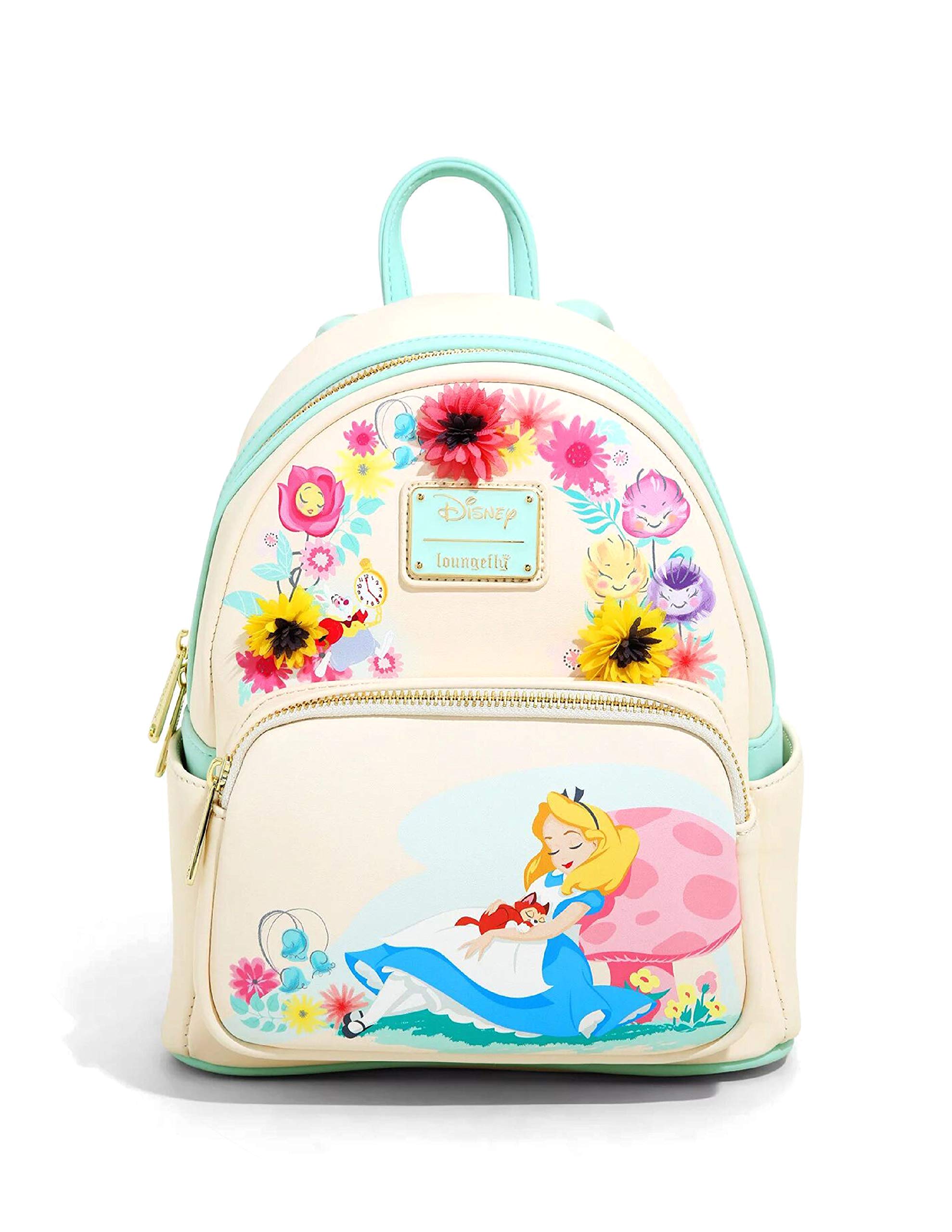 Alice in Wonderland Garden Flowers Mini Backpack Shoulder Bag Purse