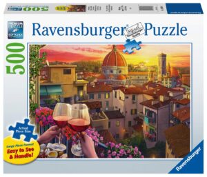 ravensburger cozy wine terrace - 500 piece large format jigsaw puzzle | unique softclick technology | premium matte finish | ideal for all ages