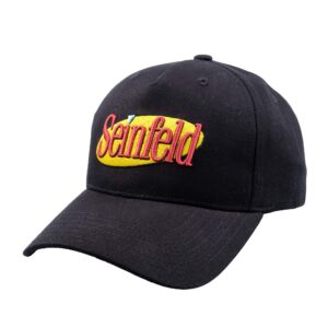 concept one seinfeld adjustable snapback baseball hat, black, one size