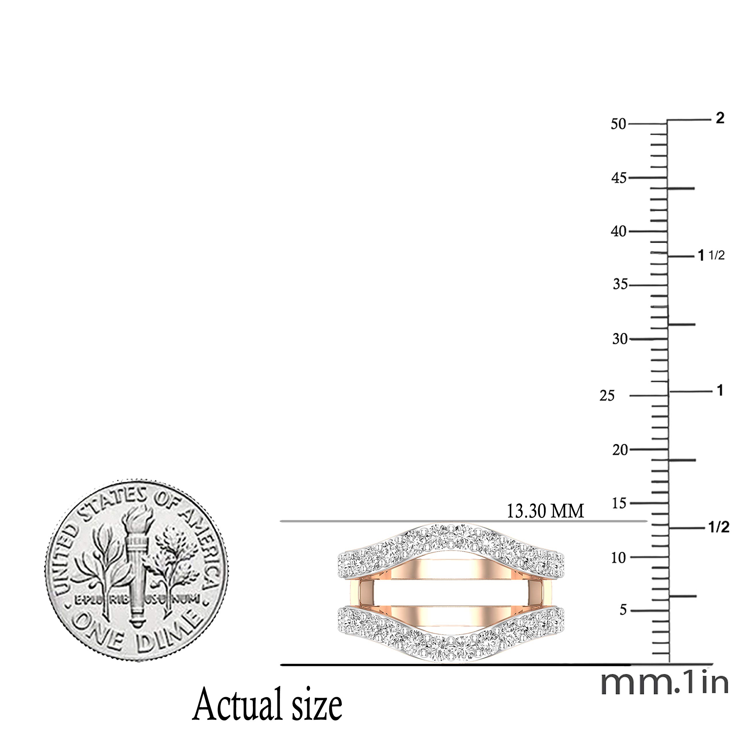 Dazzlingrock Collection 1.75 Carat (ctw) Round Lab Grown Diamond Ladies Wedding Enhancer Guard Double Ring, 10K Rose Gold, Size 6.5