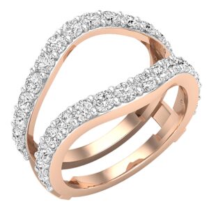 dazzlingrock collection 1.75 carat (ctw) round lab grown diamond ladies wedding enhancer guard double ring, 10k rose gold, size 6.5