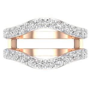 Dazzlingrock Collection 1.75 Carat (ctw) Round Lab Grown Diamond Ladies Wedding Enhancer Guard Double Ring, 10K Rose Gold, Size 6.5