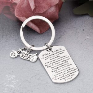 WSNANG Biker Gift Motorcycle Gift Biker Angels Let Your Halo Guide The Way And Keep Me Safe From Harm Biker Prayer Keychain (Biker Angels DT)