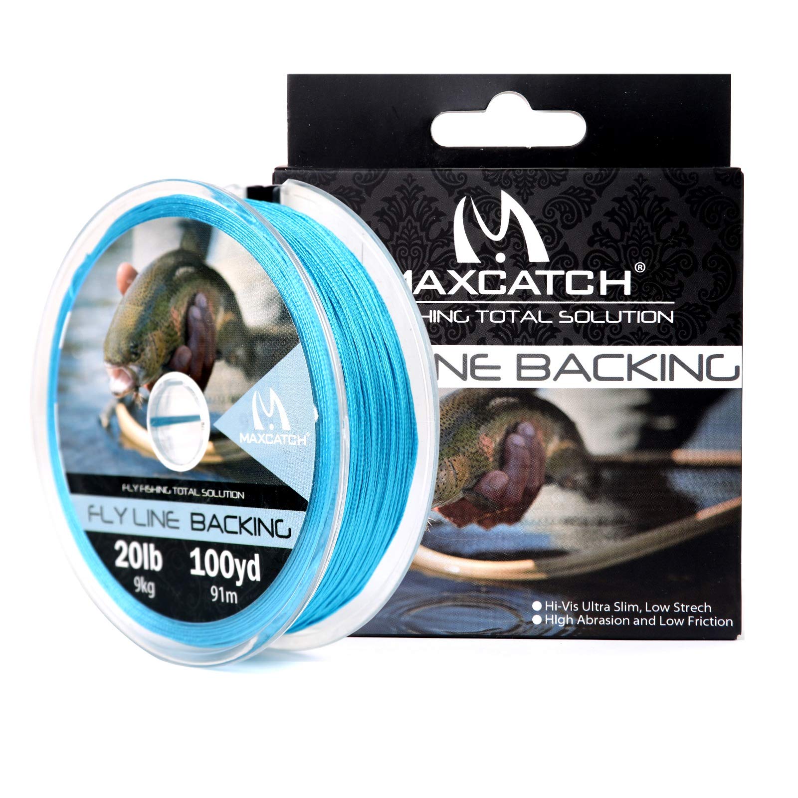 Maxcatch Braided Fly Line Backing for Fly Fishing 20/30lb(White, Yellow, Orange, Black&White, Black&Yellow, Blue, Pink, Green, Purple) (Blue, 30lb,100yards)