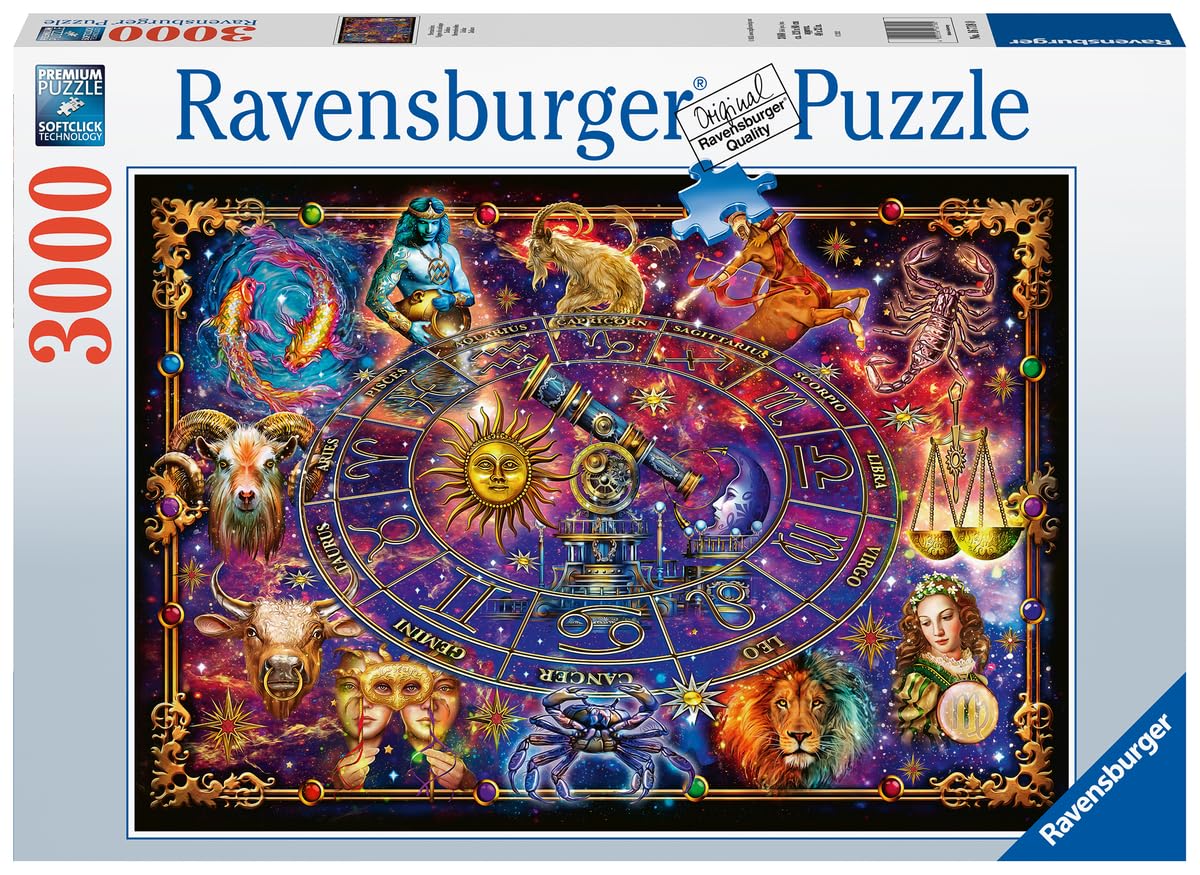 Ravensburger Zodiac 3000 Piece Jigsaw Puzzle - Enthralling Zodiac Illustration | Custom Blueboard | Perfect Interlocking Fit | Vibrant, Matte Finish | Ideal for Advanced Puzzle Enthusiasts