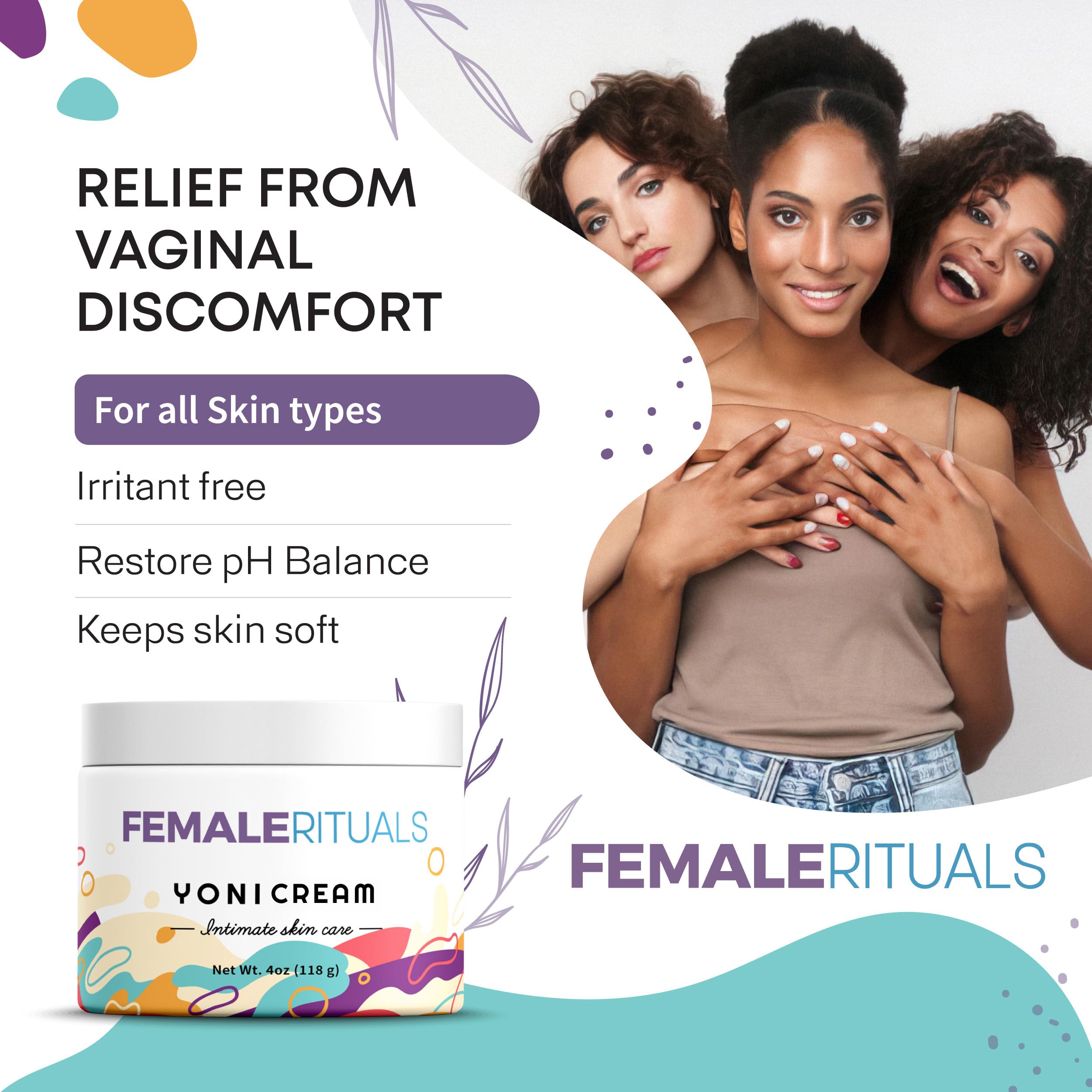 FEMALE RITUALS Vulva Moisturizing Cream - Clinically Tested Vaginal Moisturizer Cream for Dryness, Itching, Burning & Odor, Intimate Skin Care