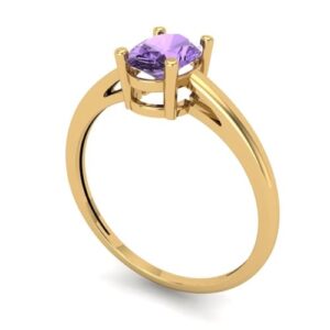 Clara Pucci 1.0 ct Oval Cut Solitaire Simulated Alexandrite Engagement Wedding Bridal Promise Anniversary Ring 18K Yellow Gold Size 9.5