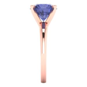 Clara Pucci 2.5 ct Round Cut Solitaire VVS1 Blue Tanzanite Wedding Bridal Designer Anniversary Engagement Ring 14k Rose Gold Size 5.5