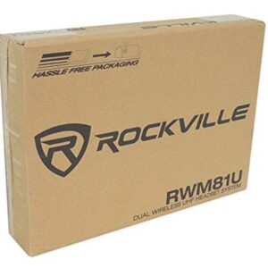 Rockville RWM81U Dual UHF Headset & Guitar Wireless Microphone System w/LCD