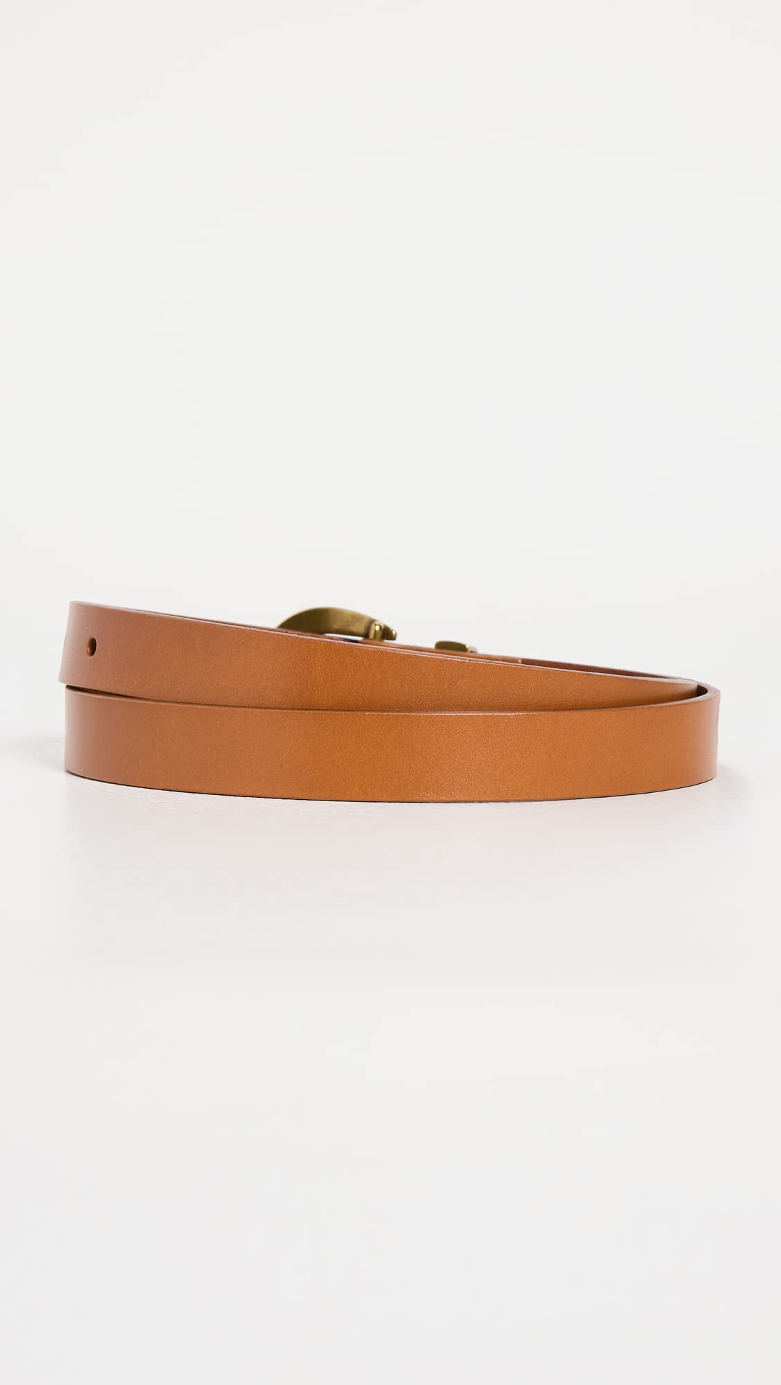 Madewell Women's Chunky Buckle Skinny Leather Belt, Desert Camel, Tan, S