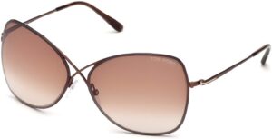 tom ford ft0250 colette 48f 63mm shiny brown, transparent brown temple tips/gradient brown butterfly sunglasses for women + bundle with designer iwear eyewear kit