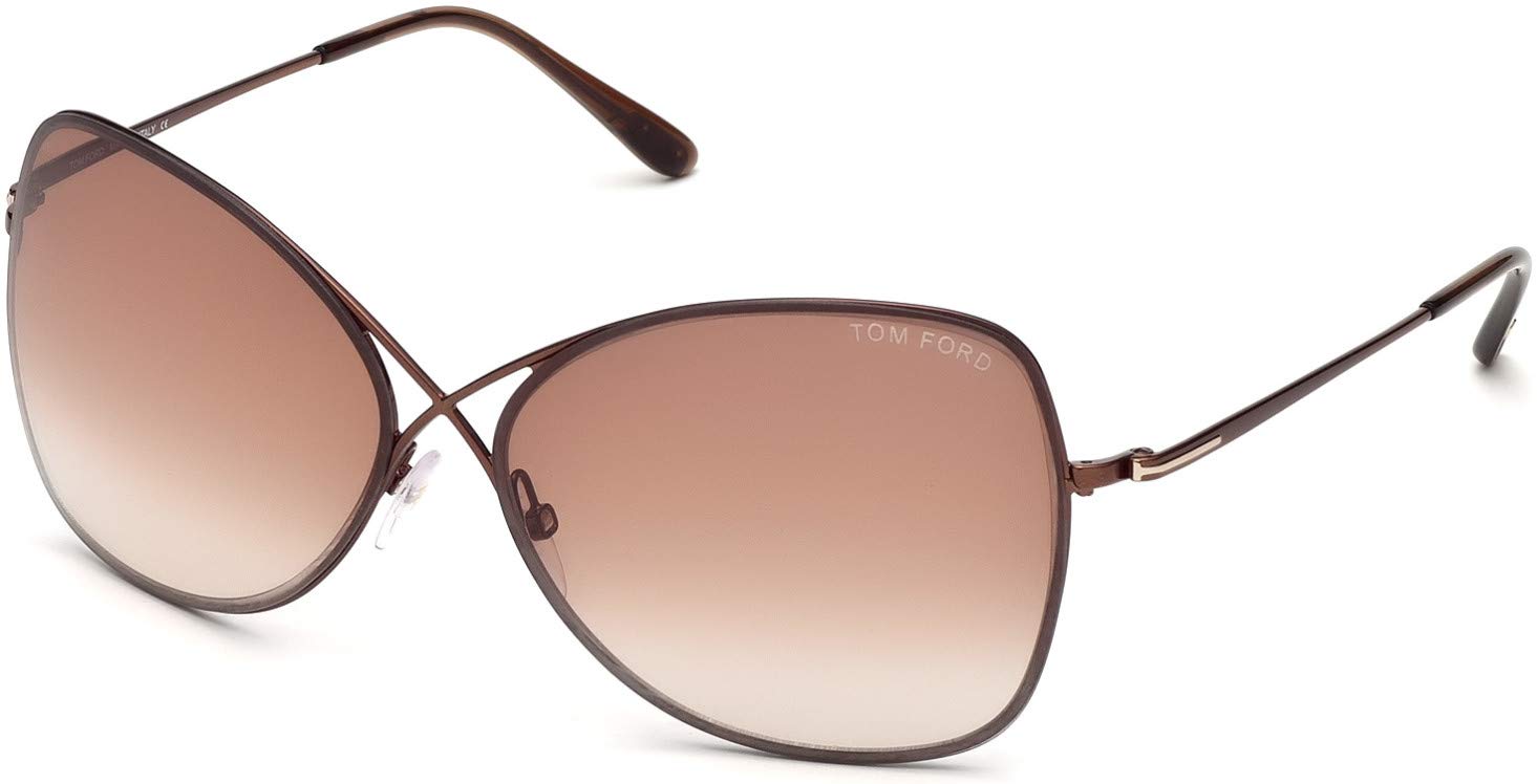 Tom Ford FT0250 Colette 48F 63MM Shiny Brown, Transparent Brown Temple Tips/Gradient Brown Butterfly Sunglasses for Women + BUNDLE with Designer iWear Eyewear Kit