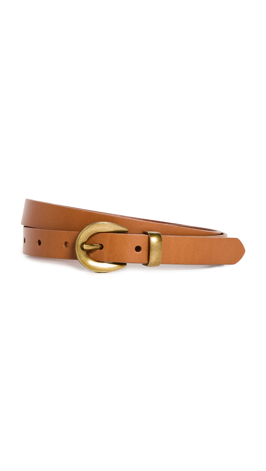 Madewell Women's Chunky Buckle Skinny Leather Belt, Desert Camel, Tan, S