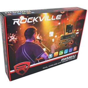 Rockville RWM81U Dual UHF Headset & Guitar Wireless Microphone System w/LCD