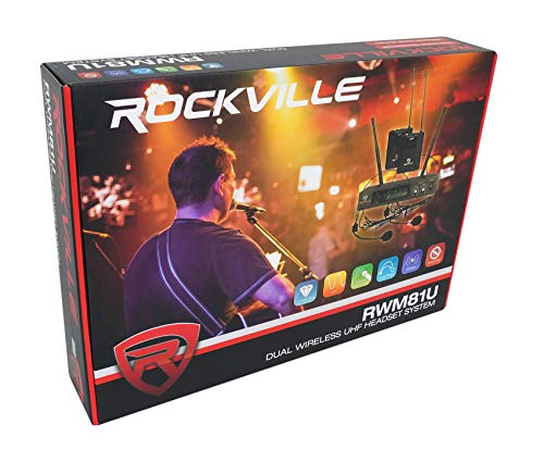 Rockville RWM81U Dual UHF Headset & Guitar Wireless Microphone System w/LCD