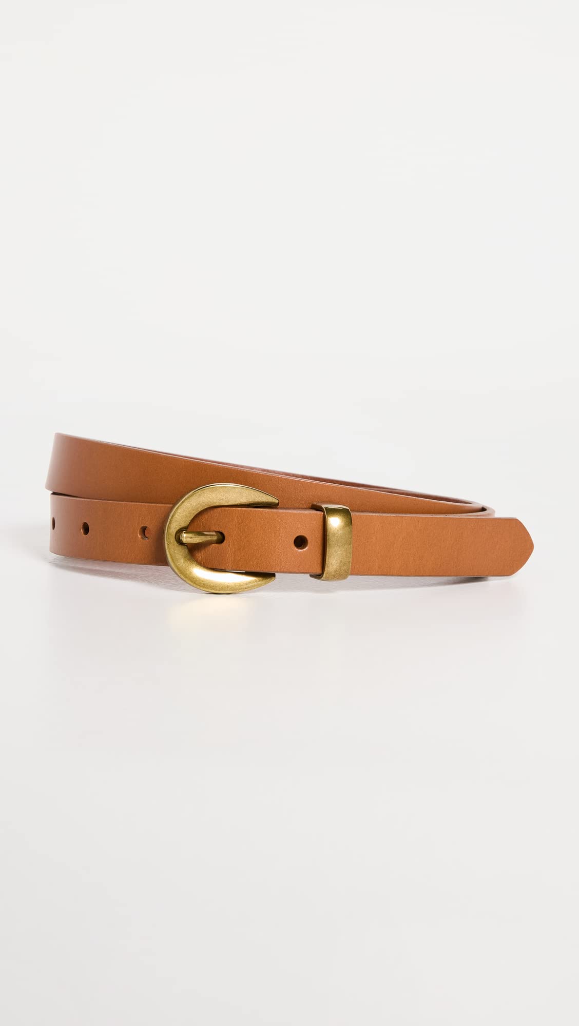 Madewell Women's Chunky Buckle Skinny Leather Belt, Desert Camel, Tan, S