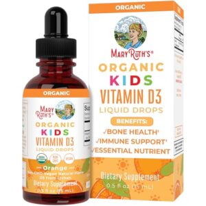 maryruth organics usda organic vitamin d3 liquid drops for kids | 640 iu vitamin d3 per serving | kids immune support & bone health supplement | formulated for ages 4-13 | 0.5oz | 30 servings