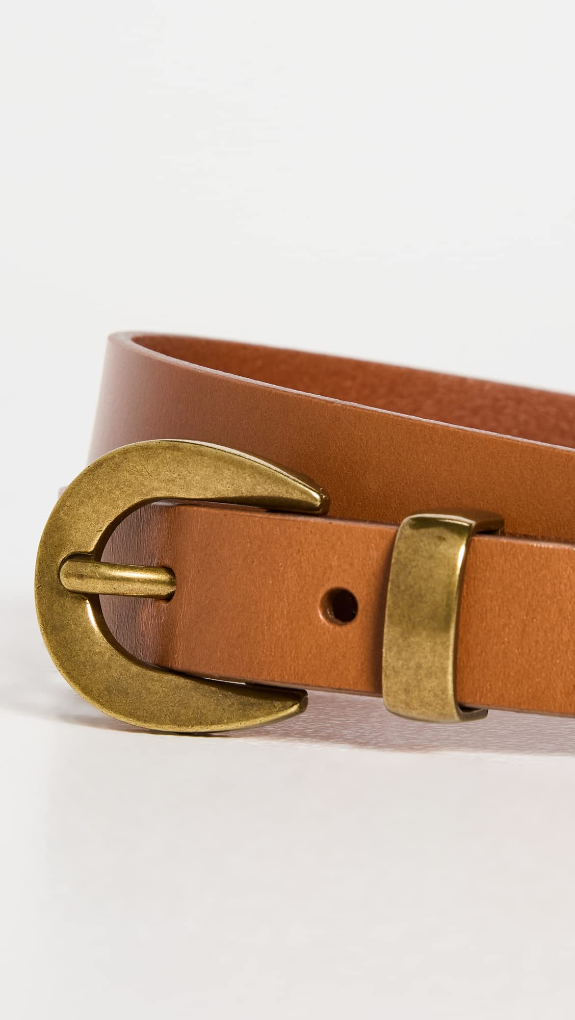 Madewell Women's Chunky Buckle Skinny Leather Belt, Desert Camel, Tan, S